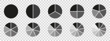 Çember bölünmüş diyagram 3, 10, 7, grafik ikonu şeklinde turta bölümü grafiği. Parça dairesi yuvarlak vektör 6, 9 devide bilgi aktarımı.