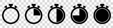 Timers icon on transparent background. Isolated vector elements. Stopwatch symbol.