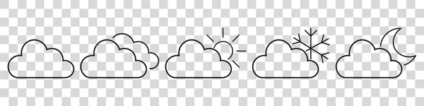 Felhők Sora Lineáris Stílusban Felhő Sorban Vagy Vázlat Gyűjtemény Vektorillusztráció — Stock Vector