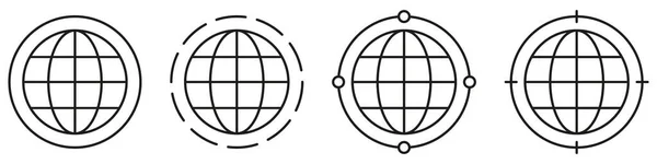 Ikonen Der Welt Gehen Unter Weltplanetensymbolsammlung Globen Mit Weltkarten Symbol — Stockvektor