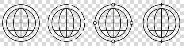 世界のアイコンセット 世界の惑星地球のアイコンコレクション 世界地図記号付きの球体 — ストックベクタ