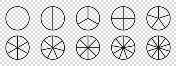 Círculos Divididos Diagrama Gráfico Icono Circular Gráfico Sección Forma Segmento — Archivo Imágenes Vectoriales