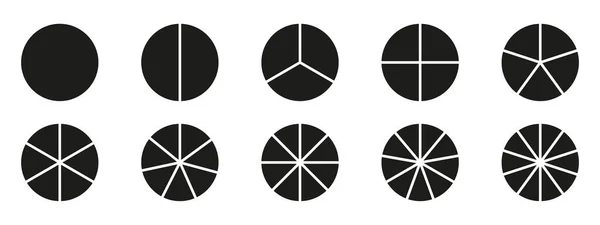 Cercles Divisés Diagramme Graphique Icône Forme Tarte Graphique Section Segment — Image vectorielle
