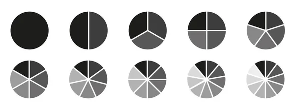 Çember Bölünmüş Diyagram Grafik Ikonu Şeklinde Turta Bölümü Grafiği Parça — Stok Vektör