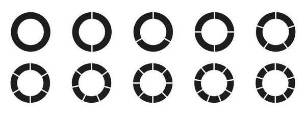 Kreise Geteilt Diagramm Diagramm Symbol Tortenform Schnitt Diagramm Segmentkreis Rund — Stockvektor