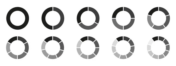Kreise Geteilt Diagramm Diagramm Symbol Tortenform Schnitt Diagramm Segmentkreis Rund — Stockvektor