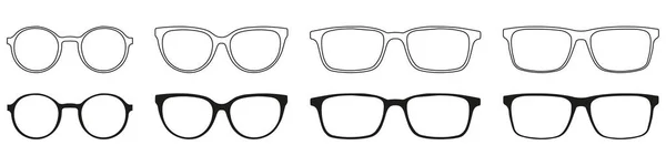 孤立したメガネのセット ベクトルガラスモデルのアイコン サングラス眼鏡白地に隔離された — ストックベクタ