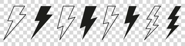 Vector Electric Lightning Bolt Logo Set Isolated White Background Electric —  Vetores de Stock