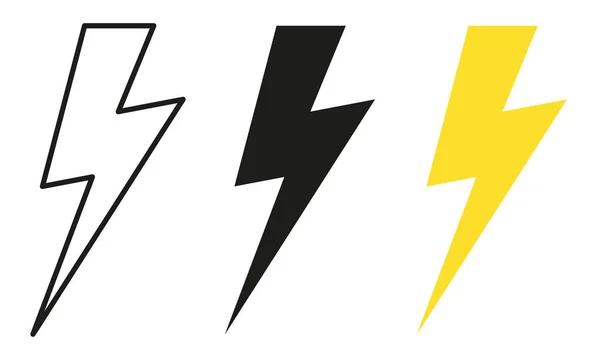 Vector Elektrische Bliksemschicht Logo Set Geïsoleerd Witte Achtergrond Voor Elektrische — Stockvector