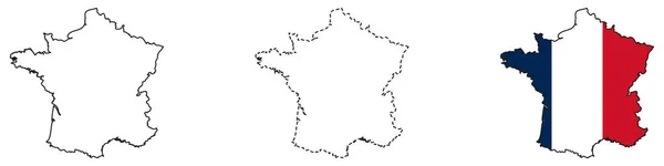 Vector Mapa Bandera Francia Aislado Sobre Fondo Blanco — Vector de stock