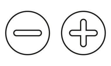 plus and minus signs vector icons set