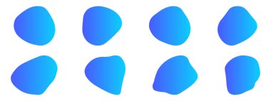 Organic blobs set icon. Random shapes cube drop