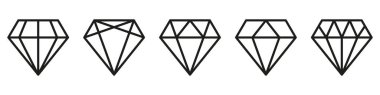 Elmas ikonu. Büyük kalite elmas koleksiyonu. Doğrusal elmas tarzı ve silueti. Kraliyet elmas simgeleri koleksiyonu seti