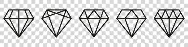 Elmas ikonu. Büyük kalite elmas koleksiyonu. Doğrusal elmas tarzı ve silueti. Kraliyet elmas simgeleri koleksiyonu seti