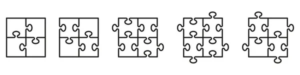 Puzzles Grid Plantilla Blanco Juego Con Detalles Ilustración Vectorial — Vector de stock