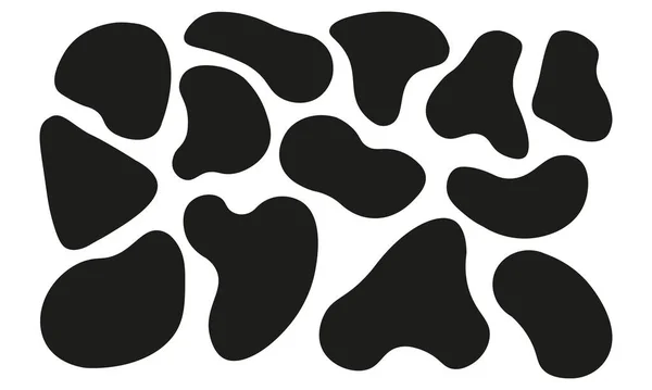 Organic blobs set icon. Random shapes cube drop