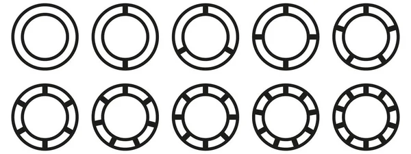 Círculos Divididos Diagrama Gráfico Icono Circular Gráfico Sección Forma Segmento — Vector de stock