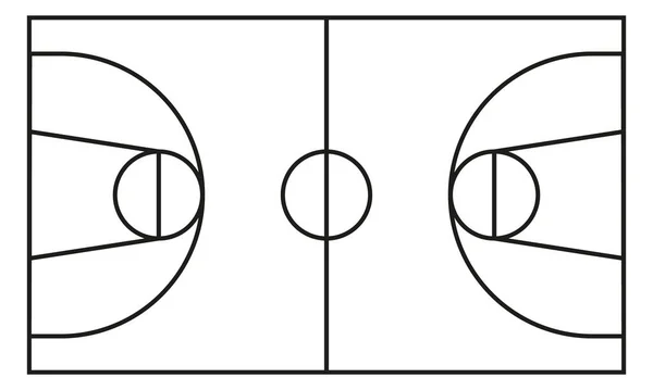 Баскетбольная Разметка Контуры Линий Баскетбольной Площадке — стоковый вектор