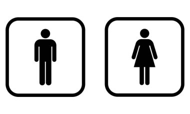 WC simgeleri ayarlandı. Tuvalet tabelası. Erkek, kadın, bebeği olan anne ve özürlü siluet koleksiyonu.