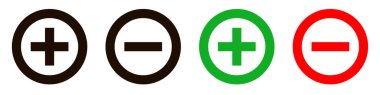 Plus and minus signs vector icons set