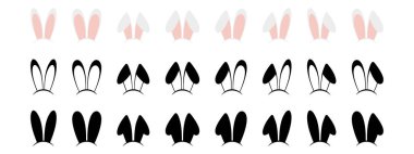 Tavşan kulak şapkası simgeleri. Tavşan kulak şapkası ikonu koleksiyonu. Düz stil. Vektör illüstrasyonu