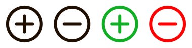 Plus and minus signs vector icons set