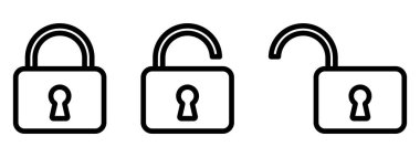 Kilit simgeleri ayarlandı. Asma kilit sembolü koleksiyonu. Güvenlik sembolü. Kilitle ve simgeyi kilitle