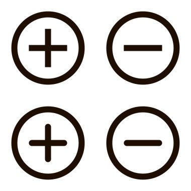 Plus and minus signs vector icons set