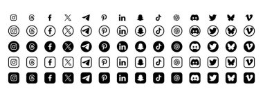 Sosyal medya ikonları. Sosyal ağ vektör simgeleri.