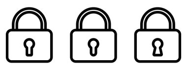 Kilit simgeleri ayarlandı. Asma kilit sembolü koleksiyonu. Güvenlik sembolü. Kilitle ve simgeyi kilitle