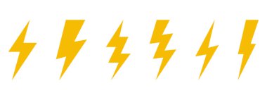 Elektrikli yıldırım logosu elektrik güç sembolü olarak beyaz arkaplanda izole edildi,