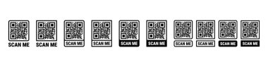 Çerçeve setini tara. QR kodu modeli. Mobil ödeme ve kimlik.