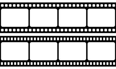 Film şeridi izole vektör simgesi. Film şeridi simgesi ile geçmişe dönük resim. Film şeridi. Şeffaf üzerinde video kaset film şerit çerçeve vektörü