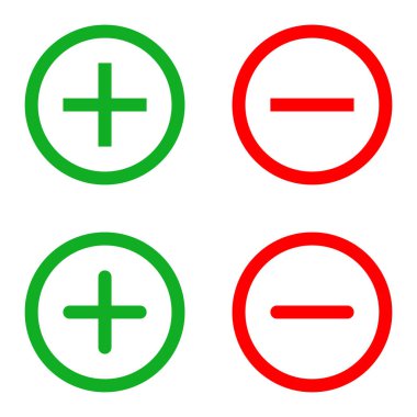 Plus and minus signs vector icons set