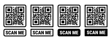 Çerçeve setini tara. QR kodu modeli. Mobil ödeme ve kimlik.
