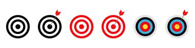 Hedef belirlendi. Birkaç farklı hedef. Hedefe nişan al. Tam on ikiden. Farklı renkler. Dairesel tasarım. Başarı hedefi. Hedefe ulaş. İş konsepti.