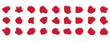 Organik renkli kabarcık şekilleri. Yuvarlak soyut organik şekil koleksiyonu. Çakıl taşı, damla ve taş siluetler. Rastgele soyut sıvı organik düzensiz benek şekilleri.