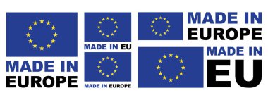 Avrupa 'da üretilmiş flaş tasarımı için düz simge. Bilgi etiketi. Vektör illüstrasyonu.