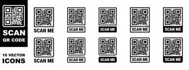 Çerçeve setini tara. QR kodu modeli. Mobil ödeme ve kimlik