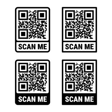 Çerçeve setini tara. QR kodu modeli. Mobil ödeme ve kimlik.