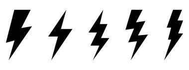 Elektrikli yıldırım logosu elektrik güç sembolü olarak beyaz arkaplanda izole edildi,