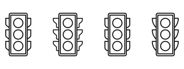Trafik ışığı simgeleri. Trafik ışığı simgesi koleksiyonu. Vektör illüstrasyonu.