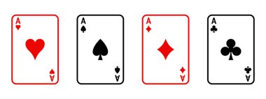 Beyaz arka planda bir deste oyun kartı. Vektör illüstrasyonu.