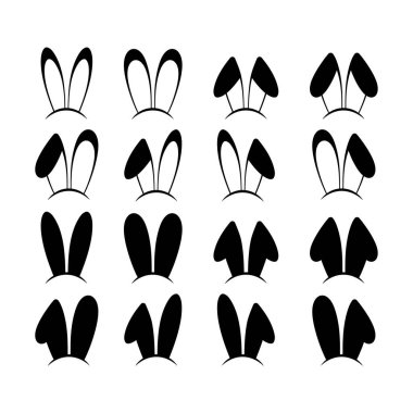 Tavşan kulak şapkası simgeleri. Tavşan kulak şapkası ikonu koleksiyonu. Düz stil. Vektör illüstrasyonu