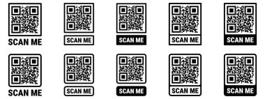 Çerçeve setini tara. QR kodu modeli. Mobil ödeme ve kimlik
