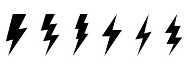 Elektrikli yıldırım logosu elektrik güç sembolü olarak beyaz arkaplanda izole edildi,