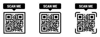 Çerçeve setini tara. QR kodu modeli. Mobil ödeme ve kimlik