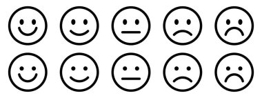 Duygular ayarlandı. Emoji 'nin yüzü koleksiyonu. Emojis düz stil.