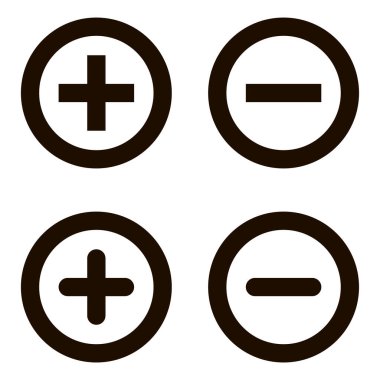 Plus and minus signs vector icons set
