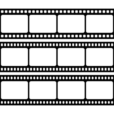 Film şeridi izole vektör simgesi. Film şeridi simgesi ile geçmişe dönük resim. Film şeridi. Şeffaf üzerinde video kaset film şerit çerçeve vektörü